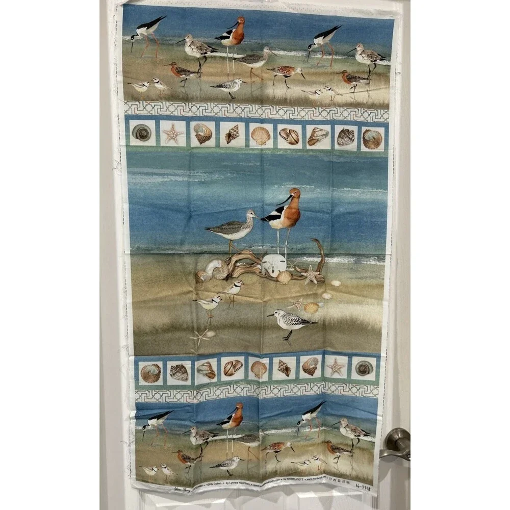 Shore Things Sea Birds Shells Lynnea Washburn Cotton Quilting Fabric Panel